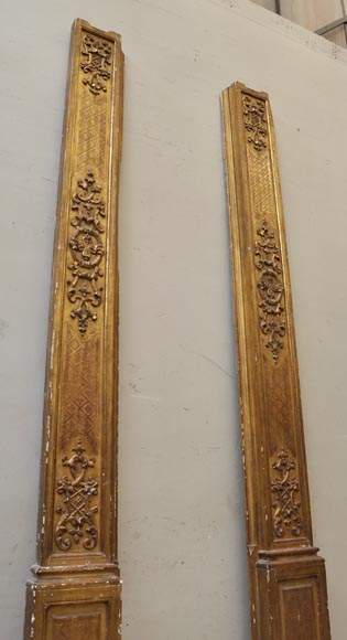 Pair of golden oak pilasters from the 18th century-2
