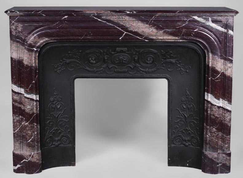Antique Louis XIV style fireplace in Campan Rubane marble -0