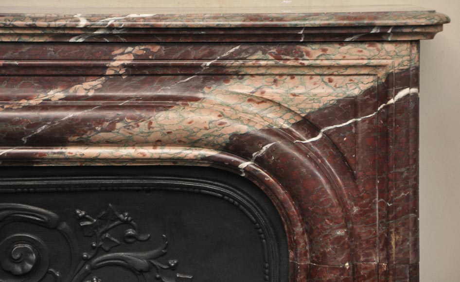 Antique Louis XIV style fireplace in Campan Rubane marble-6