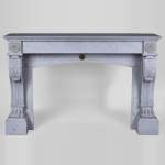 Antique Napoleon III style fireplace with lion's paws in Carrara marble 