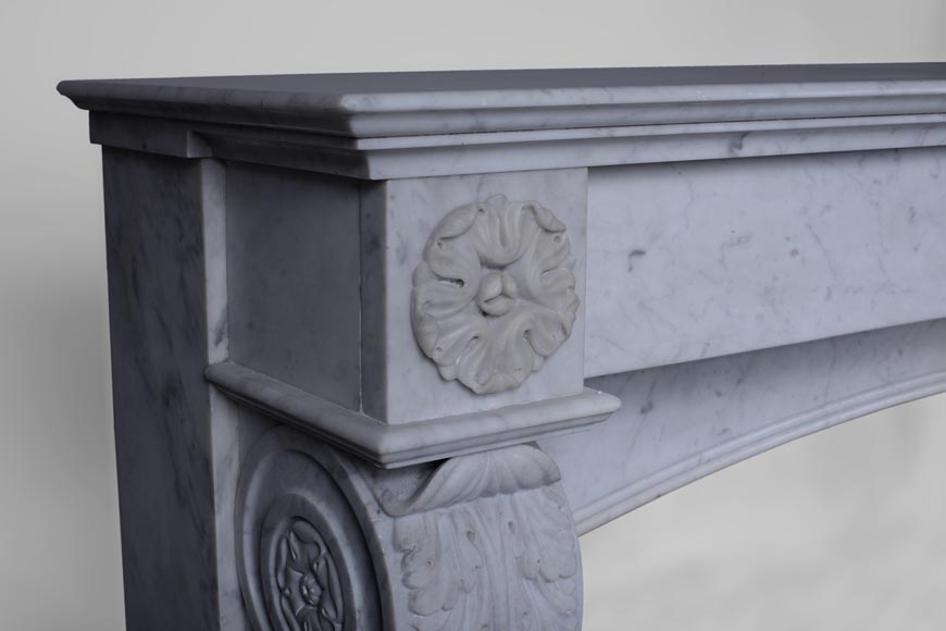Antique Napoleon III style fireplace with lion's paws in Carrara marble -3