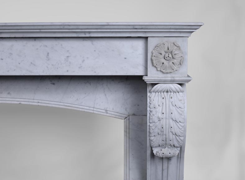 Antique Napoleon III style fireplace with lion's paws in Carrara marble -7