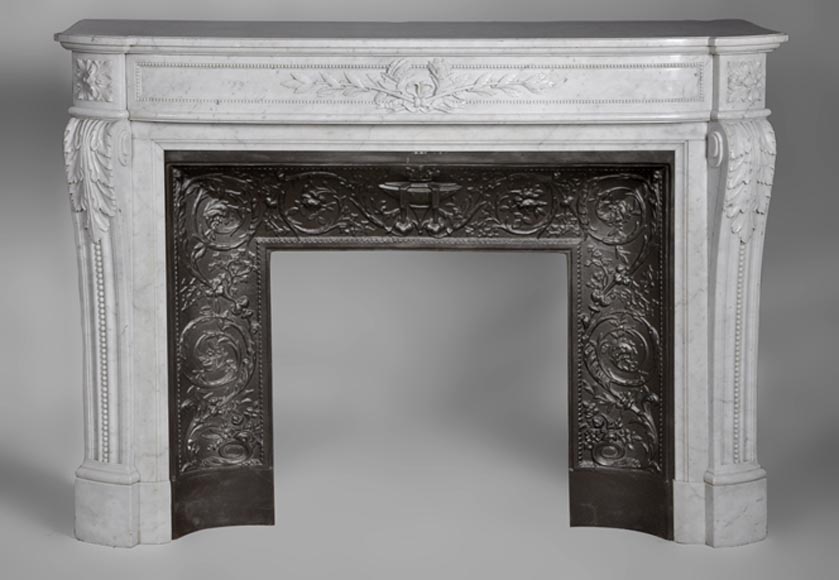 Very beautiful antique Louis XVI style fireplace with curved frieze and