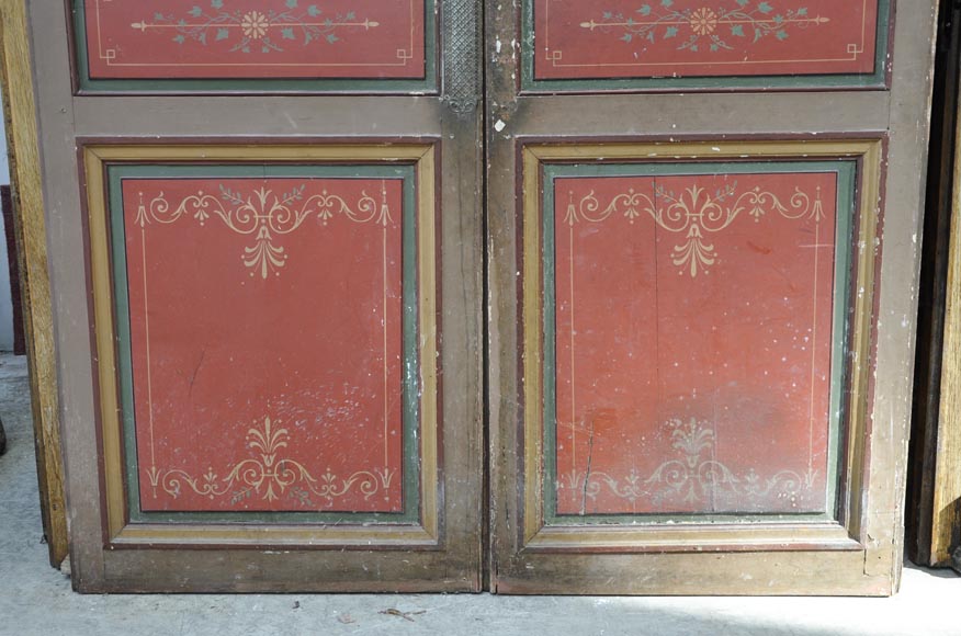 Antique double door with painted floral decor-4