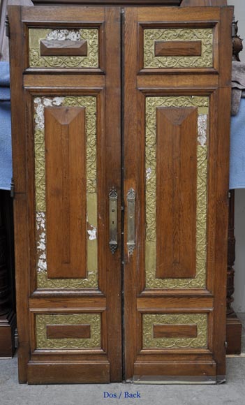 Carved oak wood double door with grotesque decor-7