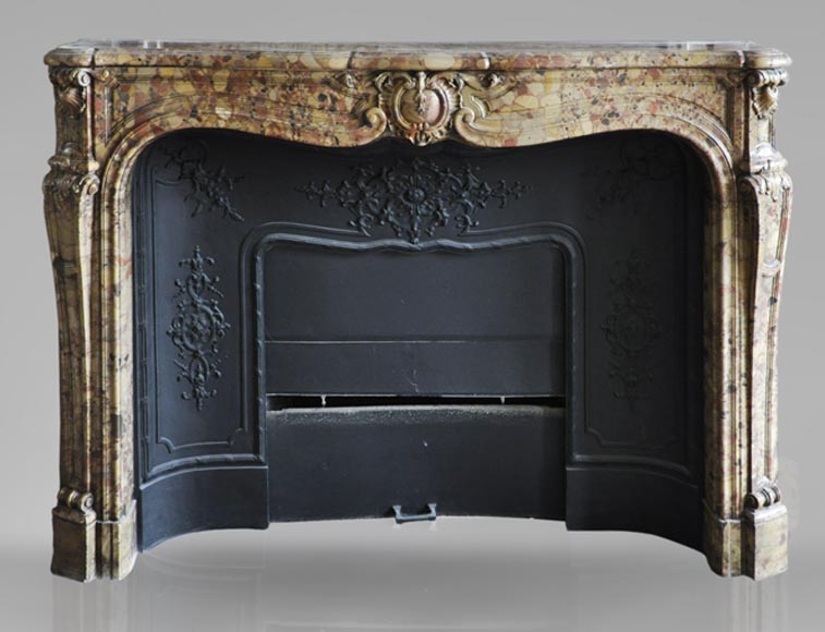 Fireplace Mantels See All Beautiful Antique Louis Xv Period Fireplace In Breche D Alep Marble Decorated With A Cartouche And Cast Iron Insert