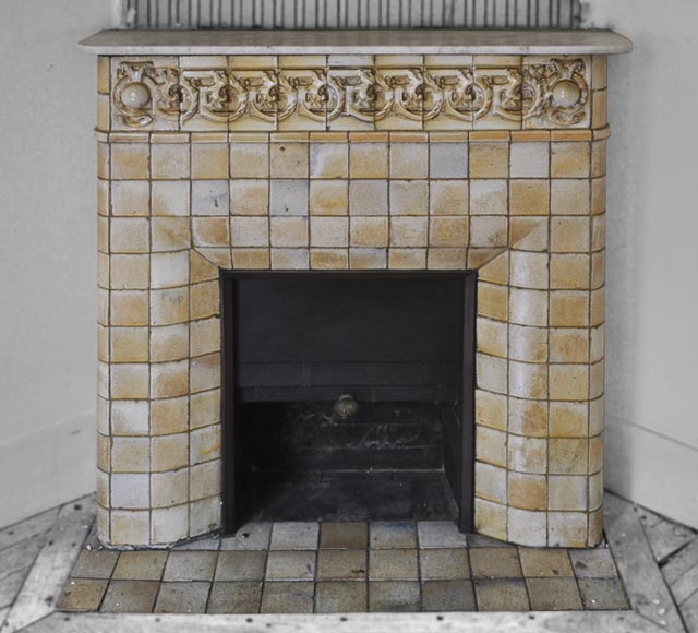 Fireplace Mantels Ceramic Iron Antique Art Nouveau Fireplace Ornated With Glazed Stoneware Tiles