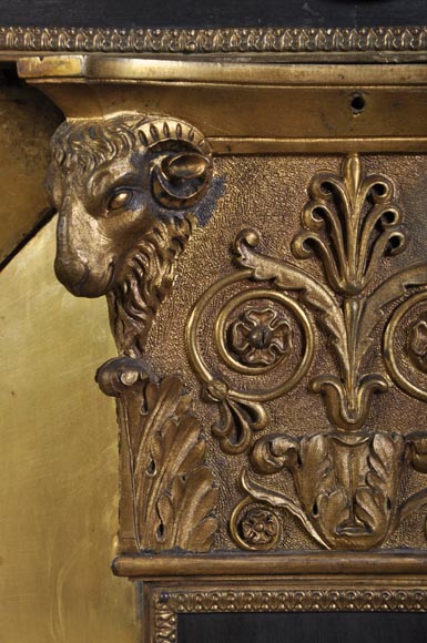Antique Empire style fireplace with gilt bronze ornaments : "Triumph of
