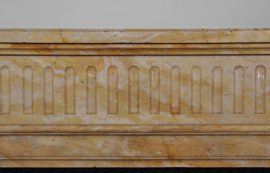 Beautiful antique Louis XVI style fireplace in Yellow from Siena marble with half-columns-1