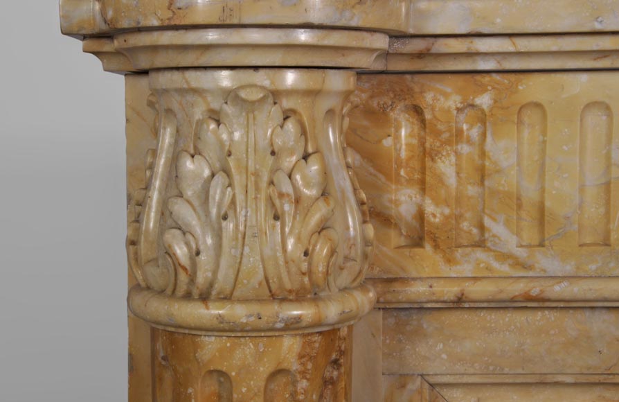 Beautiful antique Louis XVI style fireplace in Yellow from Siena marble with half-columns-3