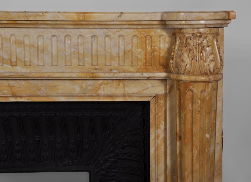 Beautiful antique Louis XVI style fireplace in Yellow from Siena marble with half-columns-6