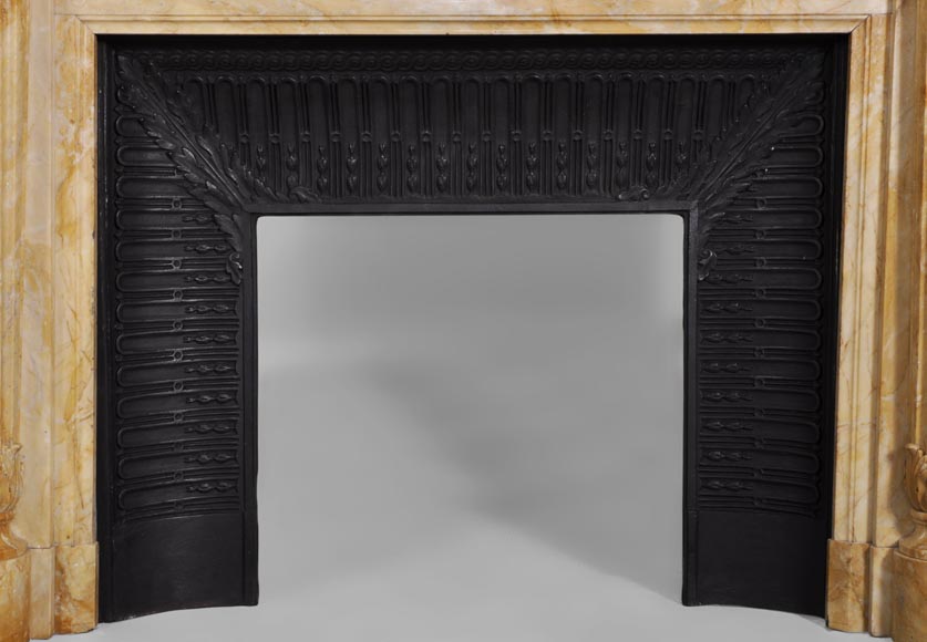 Beautiful antique Louis XVI style fireplace in Yellow from Siena marble with half-columns-8
