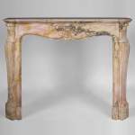 Antique three shells Louis XV style fireplace in Breccia Nuvolata marble