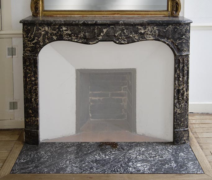 Antique Regency period fireplace in Grey Sainte Anne marble, 18th c.-0