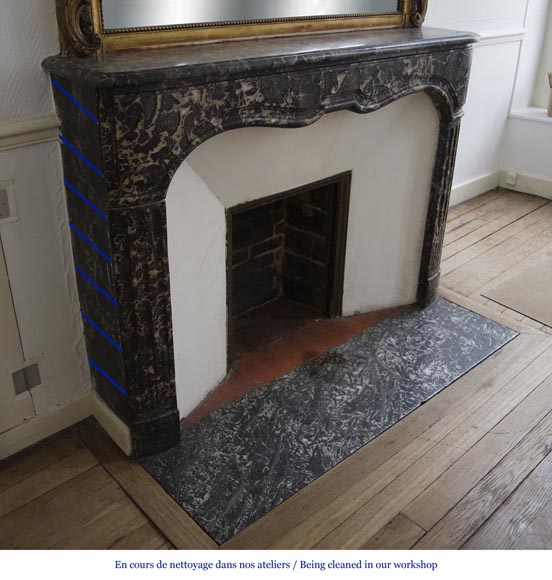 Antique Regency period fireplace in Grey Sainte Anne marble, 18th c.-2