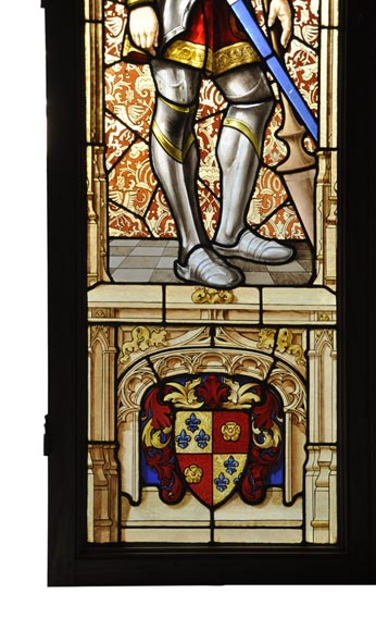 Antique Neo-Gothic style stained glass window signed and dated by Hubert and Martineau-2