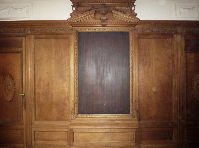 Napoleon III style paneled room with fireplace and mirror, chimeras decor, in carved wood-6