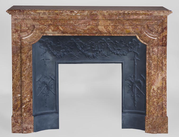 Antique Louis XIV style fireplace in Brèche marble-0