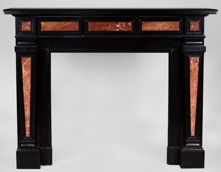 Antique Napoleon III style fireplace in Belgian Black marble with 