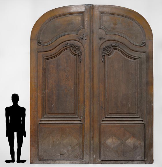 Important and rare door from an Haussmannian building in oakwood, late 19th century-0