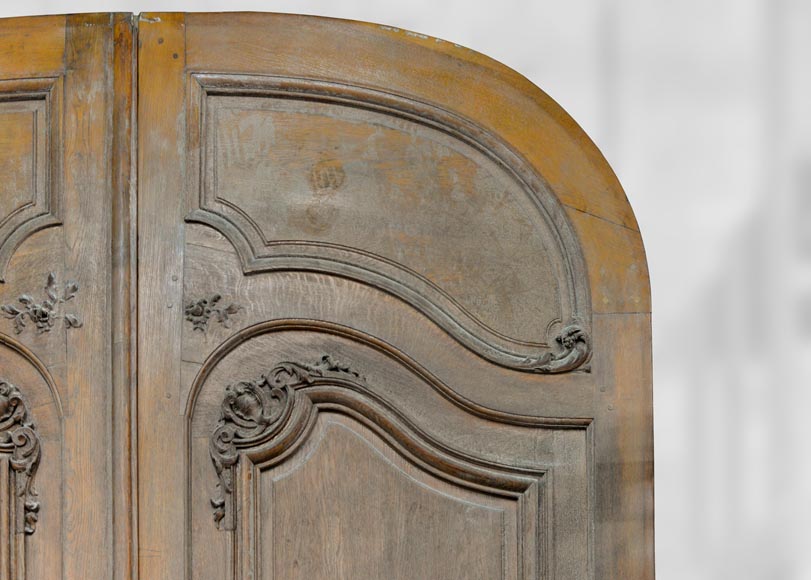 Important and rare door from an Haussmannian building in oakwood, late 19th century-3