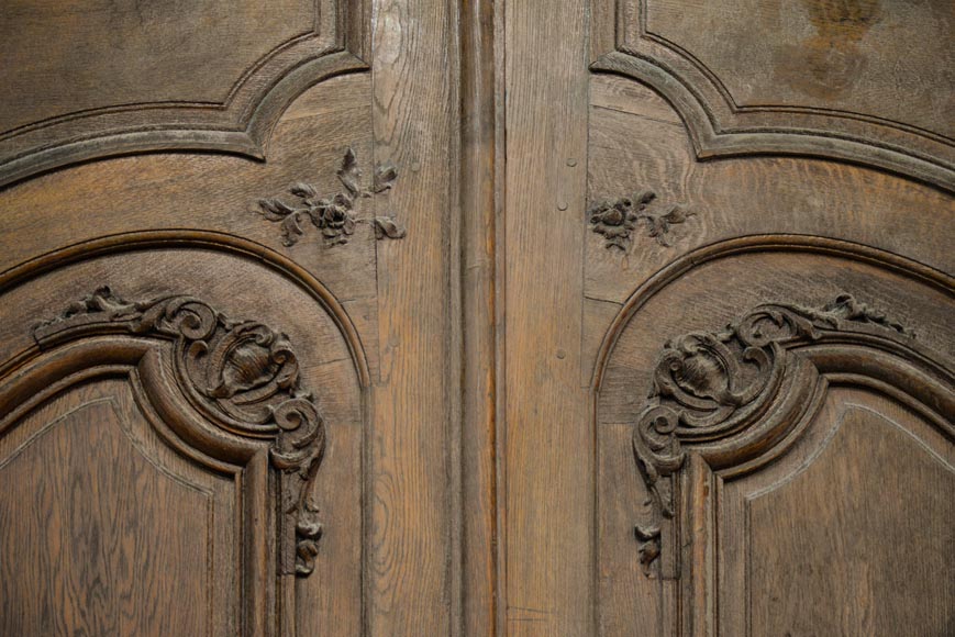 Important and rare door from an Haussmannian building in oakwood, late 19th century-5