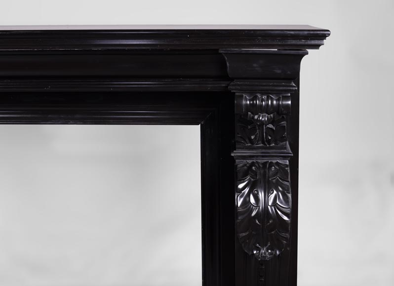 Beautiful antique Napoleon III fireplace with windings and acanthus leaves in Black Belgium marble-7