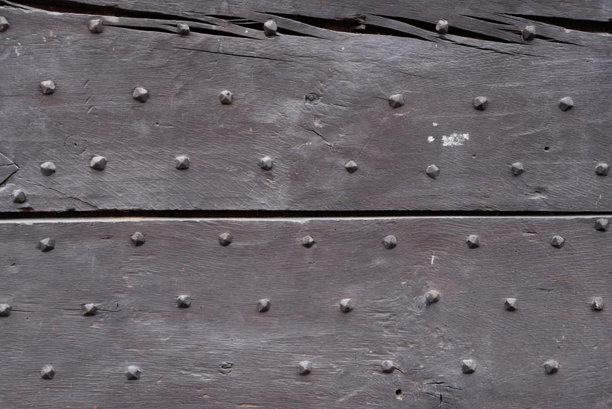Rare antique door in oak wood with nails, 18th century-2
