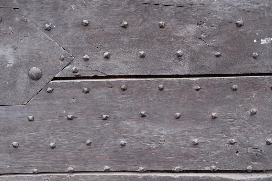 Rare antique door in oak wood with nails, 18th century-3