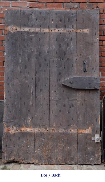 Rare antique door in oak wood with nails, 18th century-7