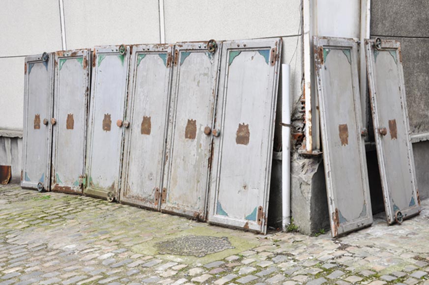 Antique set of eight industrial boiler room doors -0