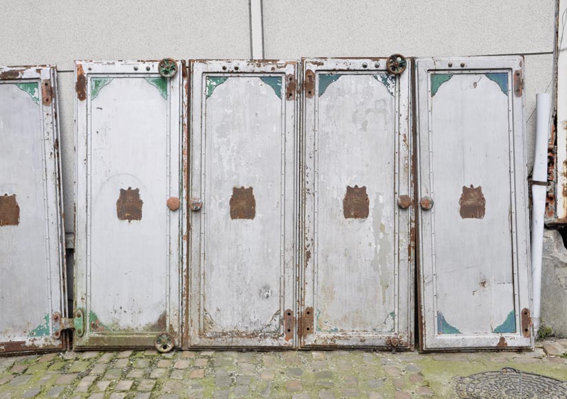 Antique set of eight industrial boiler room doors -1