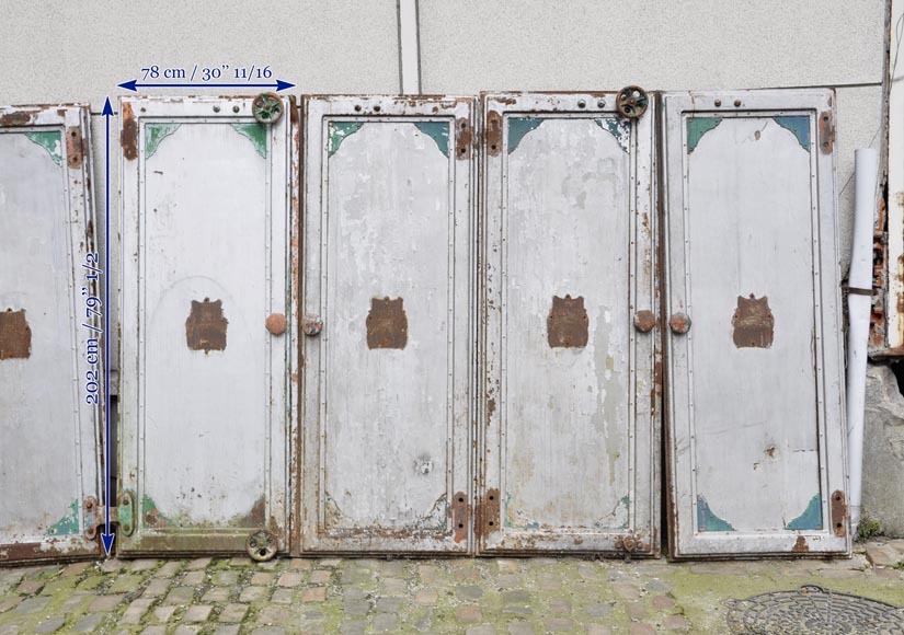 Antique set of eight industrial boiler room doors -10