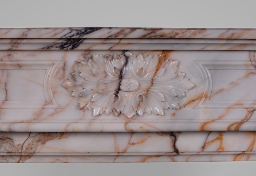 Beautiful antique Louis XVI style mantel in Orange veined marble in Skyros marble-1