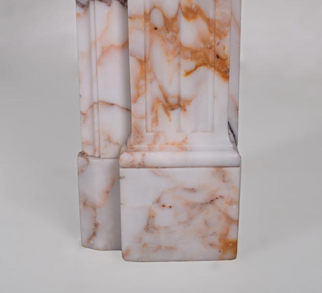 Beautiful antique Louis XVI style mantel in Orange veined marble in Skyros marble-8