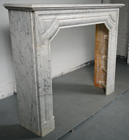 Louis XIV style mantel in speckled Carrara marble-3