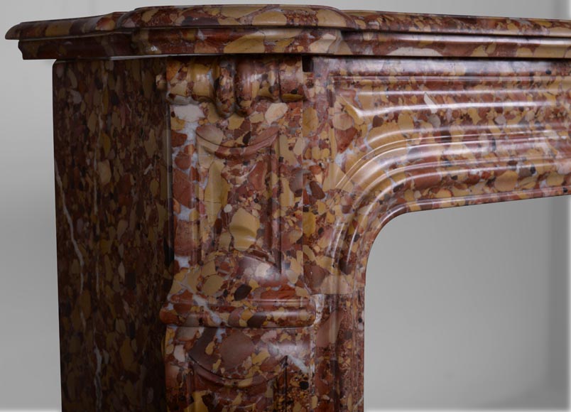 Stretched out Pompadour mantel in Alep Breccia marbre-3