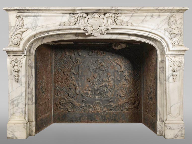 Very beautiful Regency style fireplace mantel in Arabescato marble-0