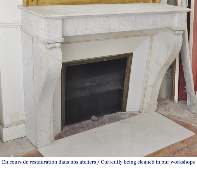 Antique Restoration style fireplace in Carrara marble-1