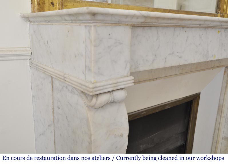 Antique Restoration style fireplace in Carrara marble-2