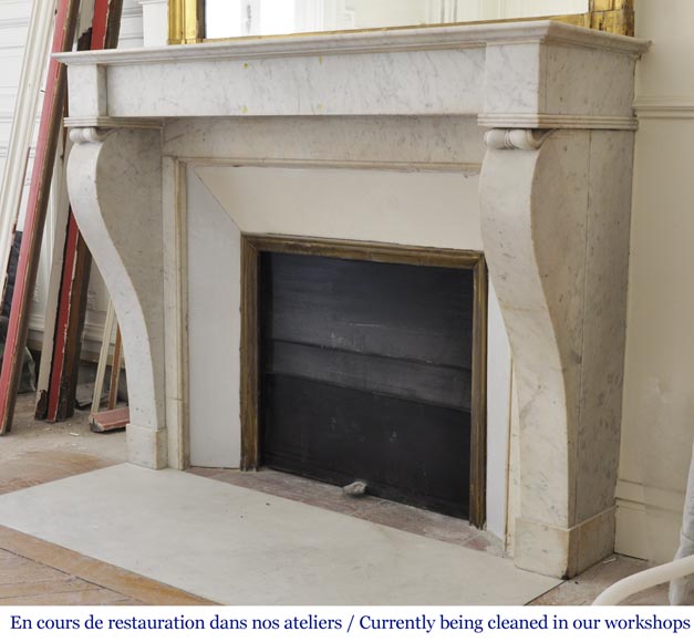 Antique Restoration style fireplace in Carrara marble-5