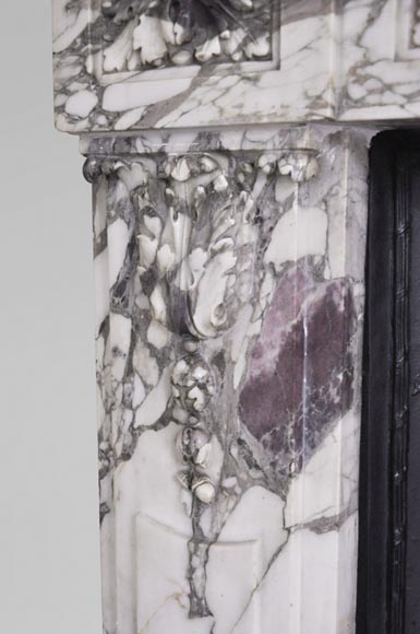 Antique Louis XVI style fireplace made out of Breche Violette marble-5
