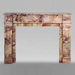 Antique neo-classical style Sarrancolin marble fireplace, richly carved on the theme of the arts