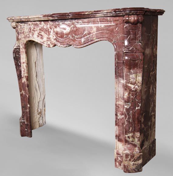 Antique Louis XV style fireplace, Pompadour in Fleur de Pêcher marble-5