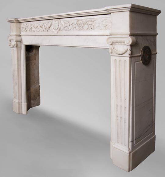 Antique Louis XVI style mantel in Statuary marble from Carrara-8