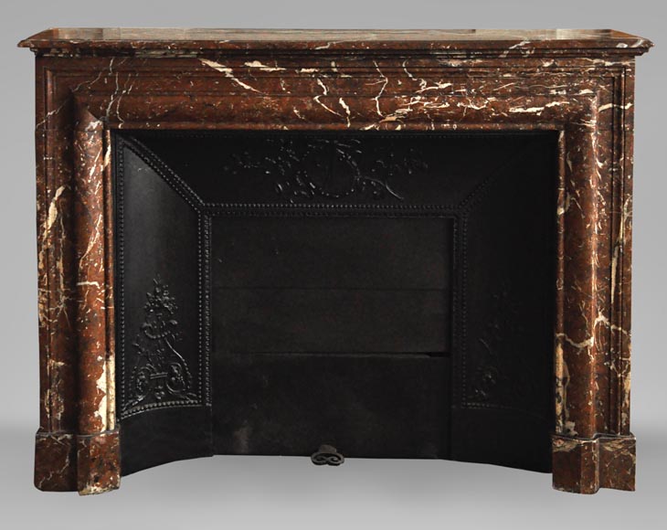 Antique Louis XIV style fireplace in Red from the North marble with its cast iron insert-0