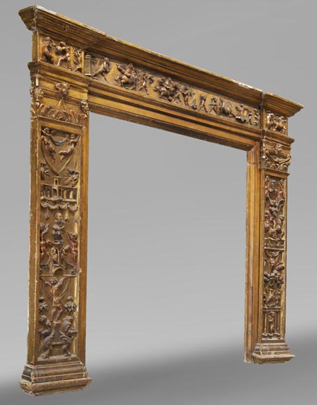 Italian 18th century fireplace in carved wood-2