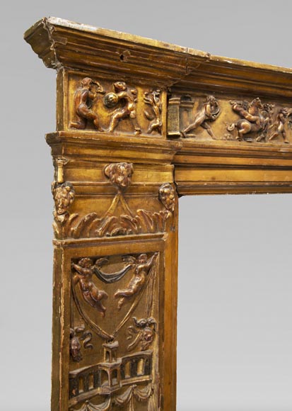 Italian 18th century fireplace in carved wood-3