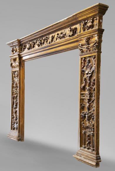 Italian 18th century fireplace in carved wood-5