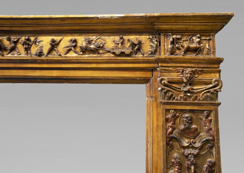 Italian 18th century fireplace in carved wood-6